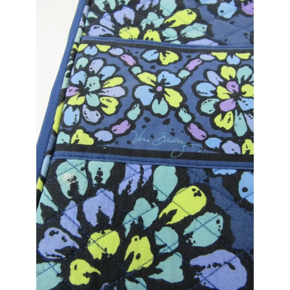 Vera Bradley Indigo Pop Laptop Case Padded Quilted Blue Green Floral Zipper